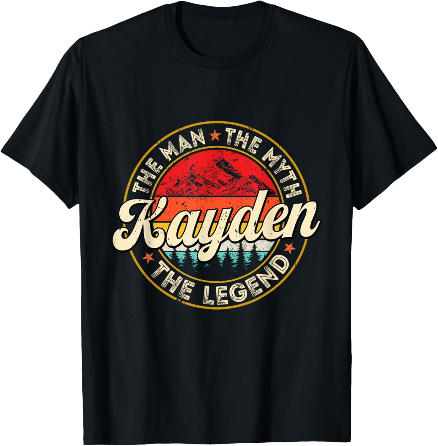 Kayden The Man The Myth The Legend Personalized Name T-Shirt - T-Shirt | Black