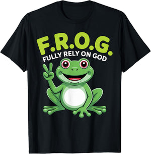 F.R.O.G. Fully Rely On God Christian T-Shirt - T-Shirt | Black