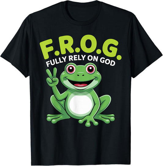 F.R.O.G. Fully Rely On God Christian T-Shirt - T-Shirt | Black