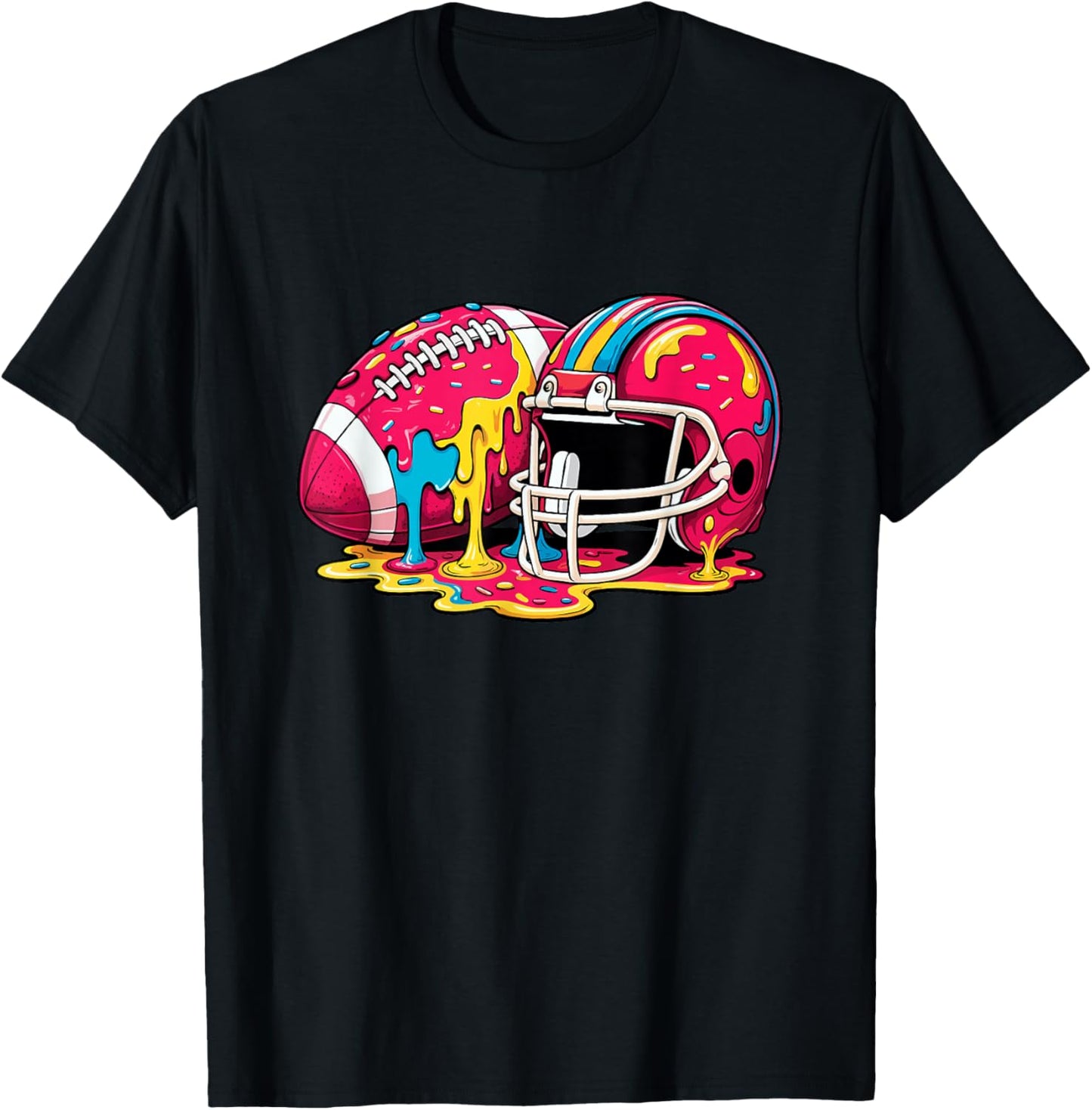 Football Drip for Boys Ice Cream Dripping Teen Football T-Shirt - T-Shirt | Black