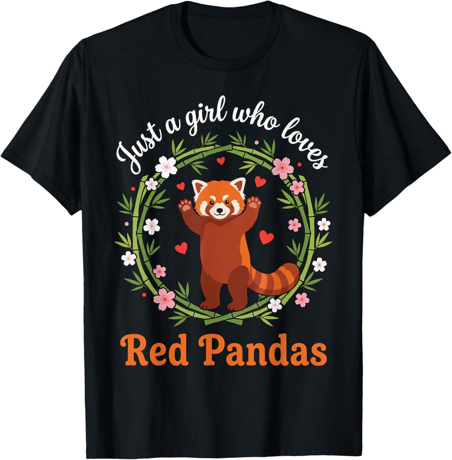 Just A Girl Who Loves Red Pandas Cute Zoo Animal Bamboo T-Shirt - T-Shirt | Black