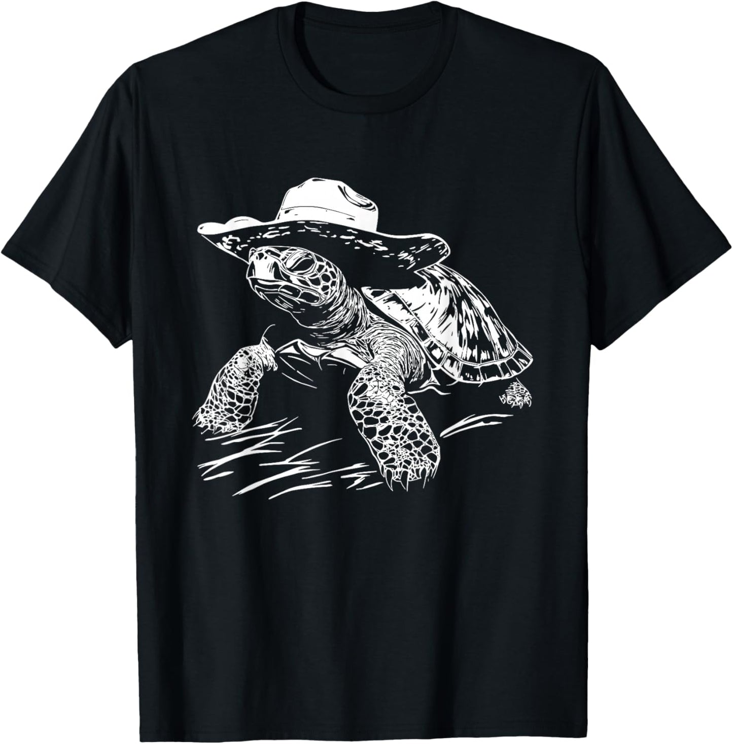 Sea Turtle Cowboy Hat Western T-Shirt - T-Shirt | Black