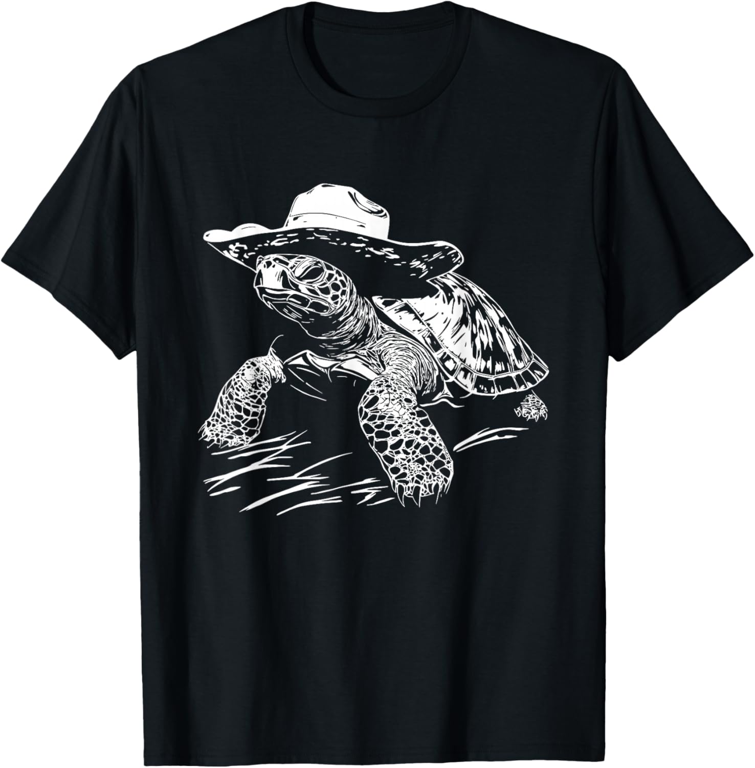 Sea Turtle Cowboy Hat Western T-Shirt - T-Shirt | Black