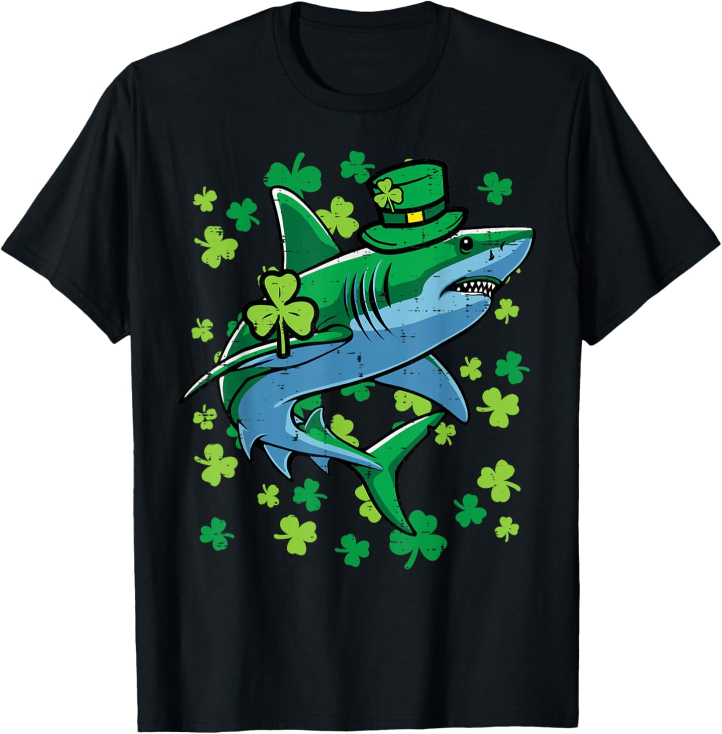 St Patricks Day Shark Funny Irish Men Women Kids Boys T-Shirt - T-Shirt | Black