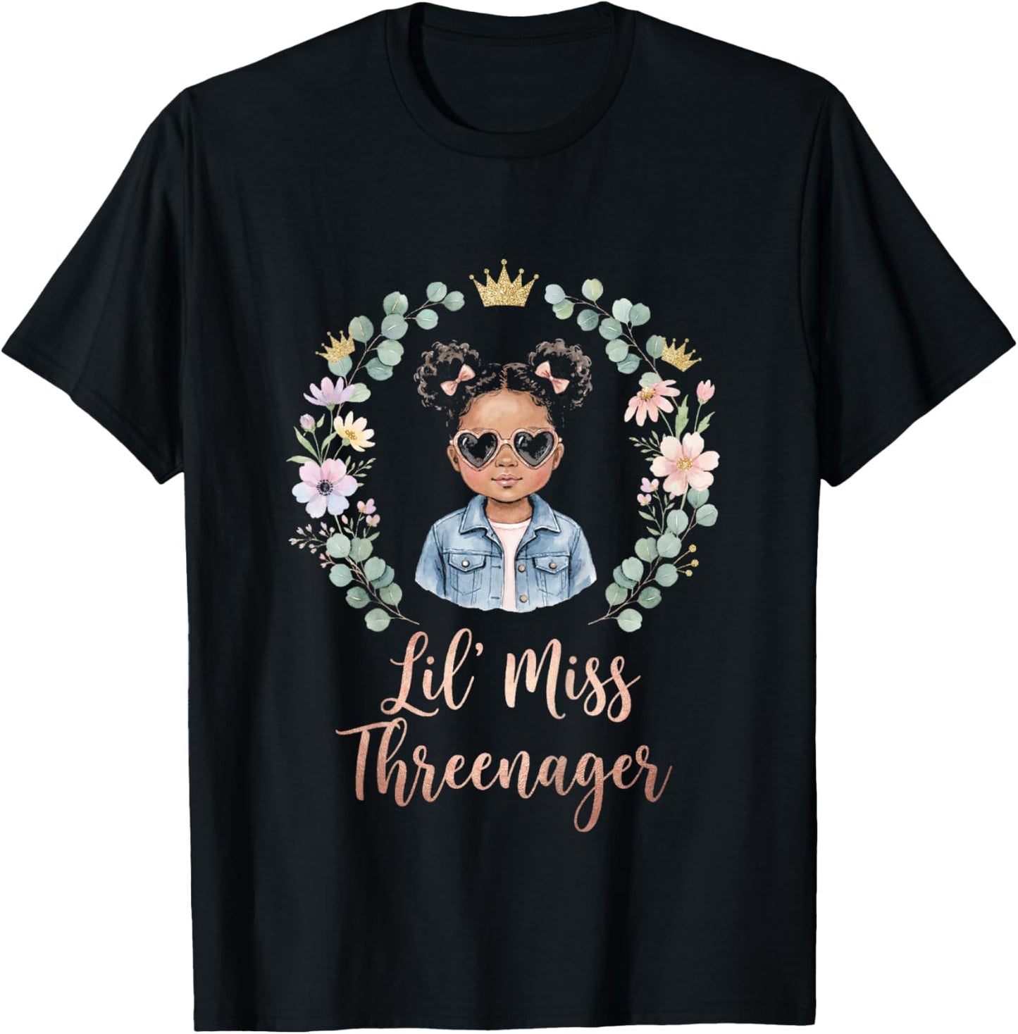 3rd Birthday Girl Sassy Toddler Lil Miss Threenager T-Shirt - T-Shirt | Black