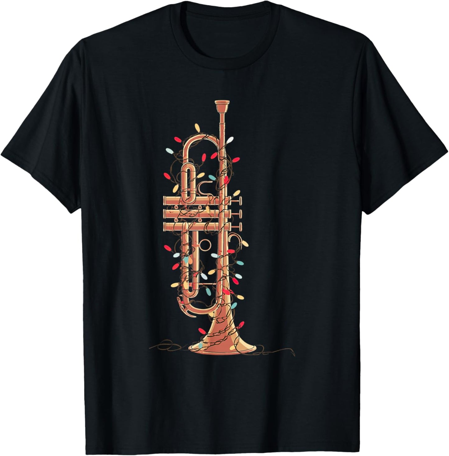 Trumpet Christmas Graphics Lights Lover Player Trumpeter T-Shirt - T-Shirt | Black