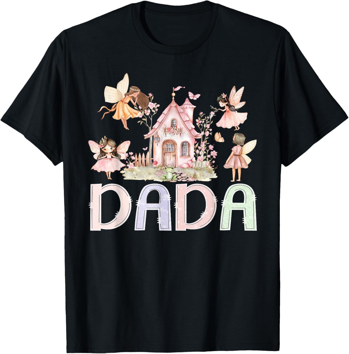 Fairy Dada Magical Floral Birthday Girl Fairytale Matching T-Shirt - T-Shirt | Black