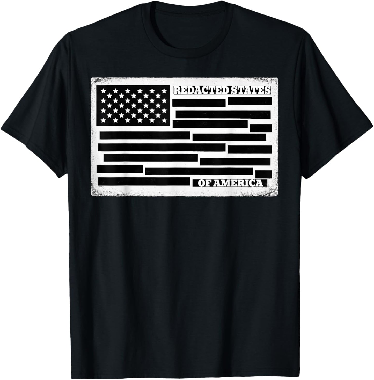 Redacted Files Censored Document American Flag United States T-Shirt - T-Shirt | Black
