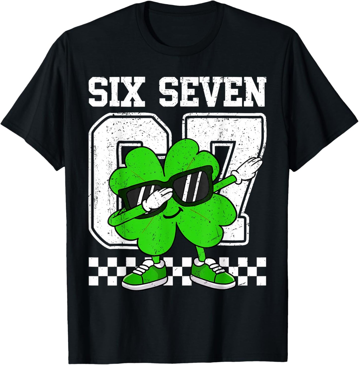 Boys St Patricks Day Dabbing Shamrock Clover 67 Six Seven T-Shirt - T-Shirt | Black