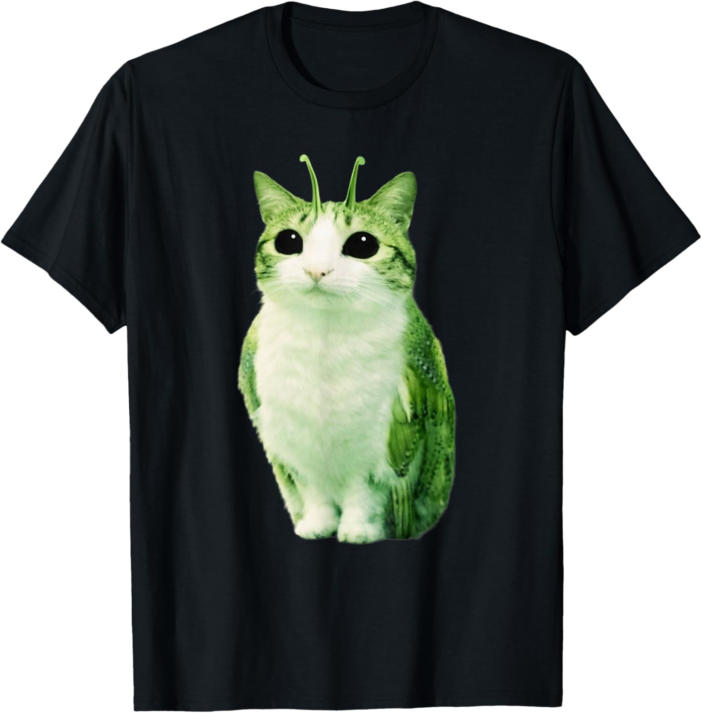 Cat Owl Funny Alien Cat Cursed Internet Trendy Gen Z Meme T-Shirt - T-Shirt | Black