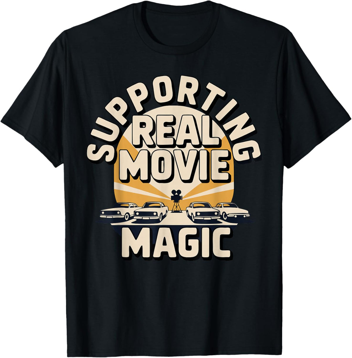 Drive-in Movie Supporter Retro Film Drive-in Cinema T-Shirt - T-Shirt | Black