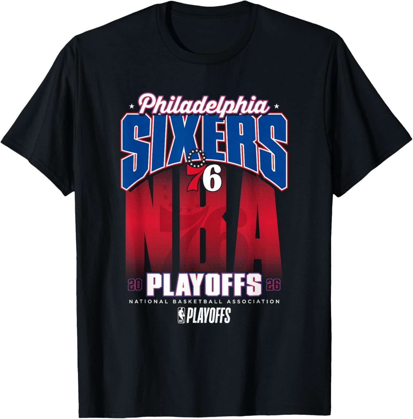 NBA Official 2026 Playoffs Philadelphia 76ers Fade T-Shirt - T-Shirt | Black
