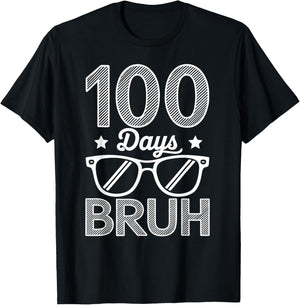 Bruh 100 Days of School Boys 100th Day of School Kids T-Shirt - T-Shirt | Black