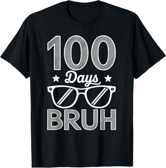 Bruh 100 Days of School Boys 100th Day of School Kids T-Shirt - T-Shirt | Black