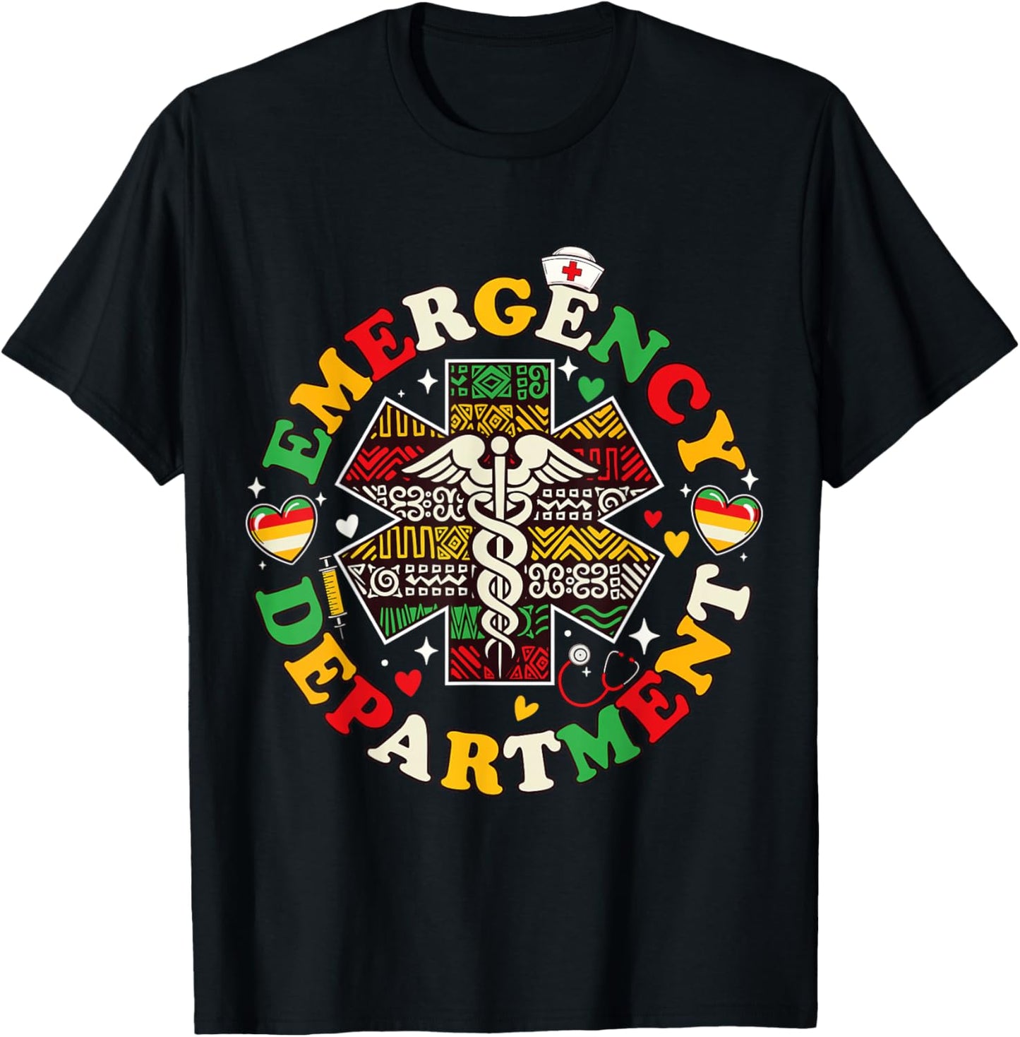Emergency Department Black History ER Nurse Juneteenth T-Shirt - T-Shirt | Black