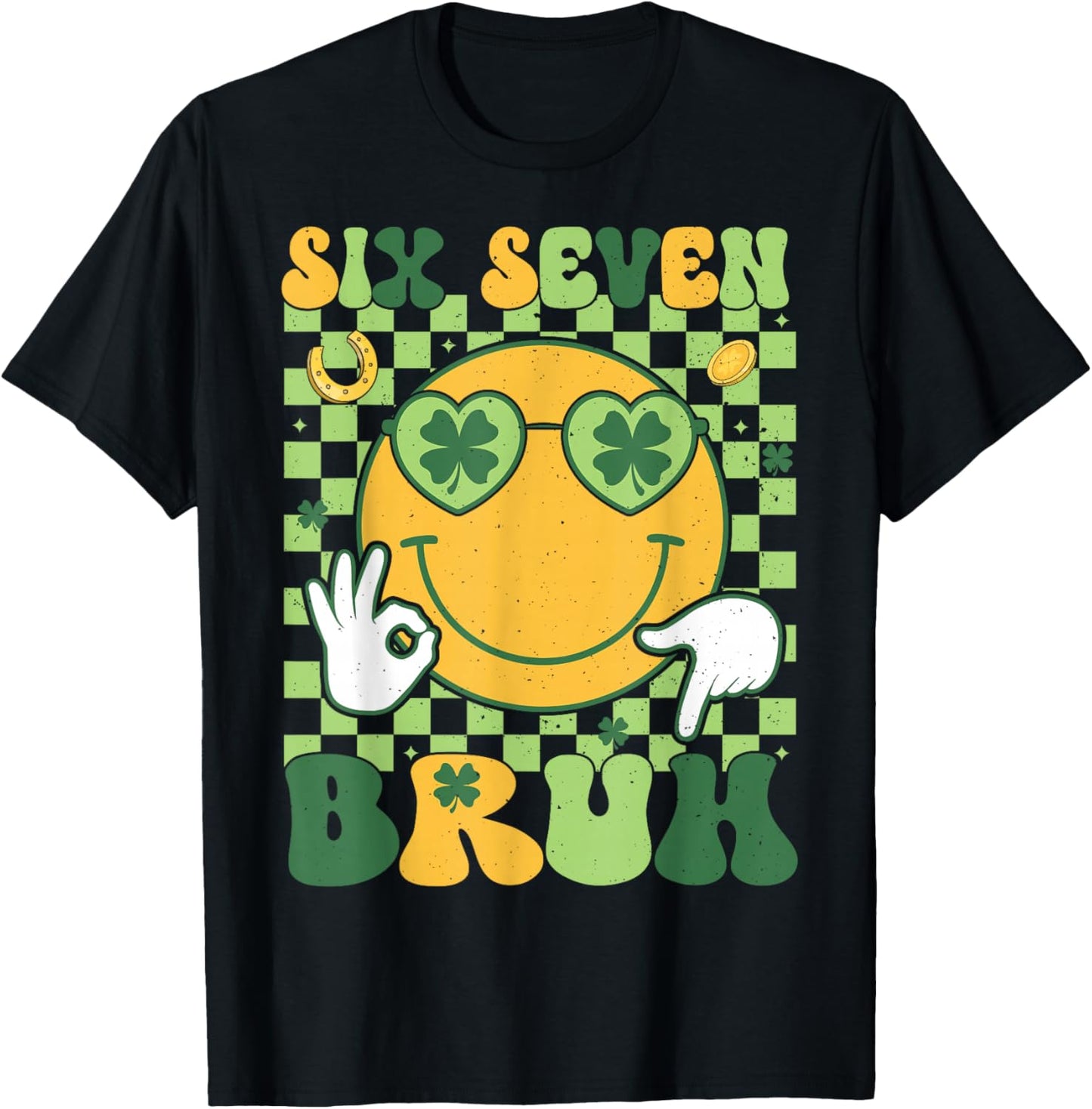 St Patricks Day Boys Kids Teens Six Seven Bruh St Paddys 67 T-Shirt - T-Shirt | Black