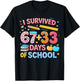 I Survived 67 33 Days of School 100 Days School 67 Meme T-Shirt - T-Shirt | Black
