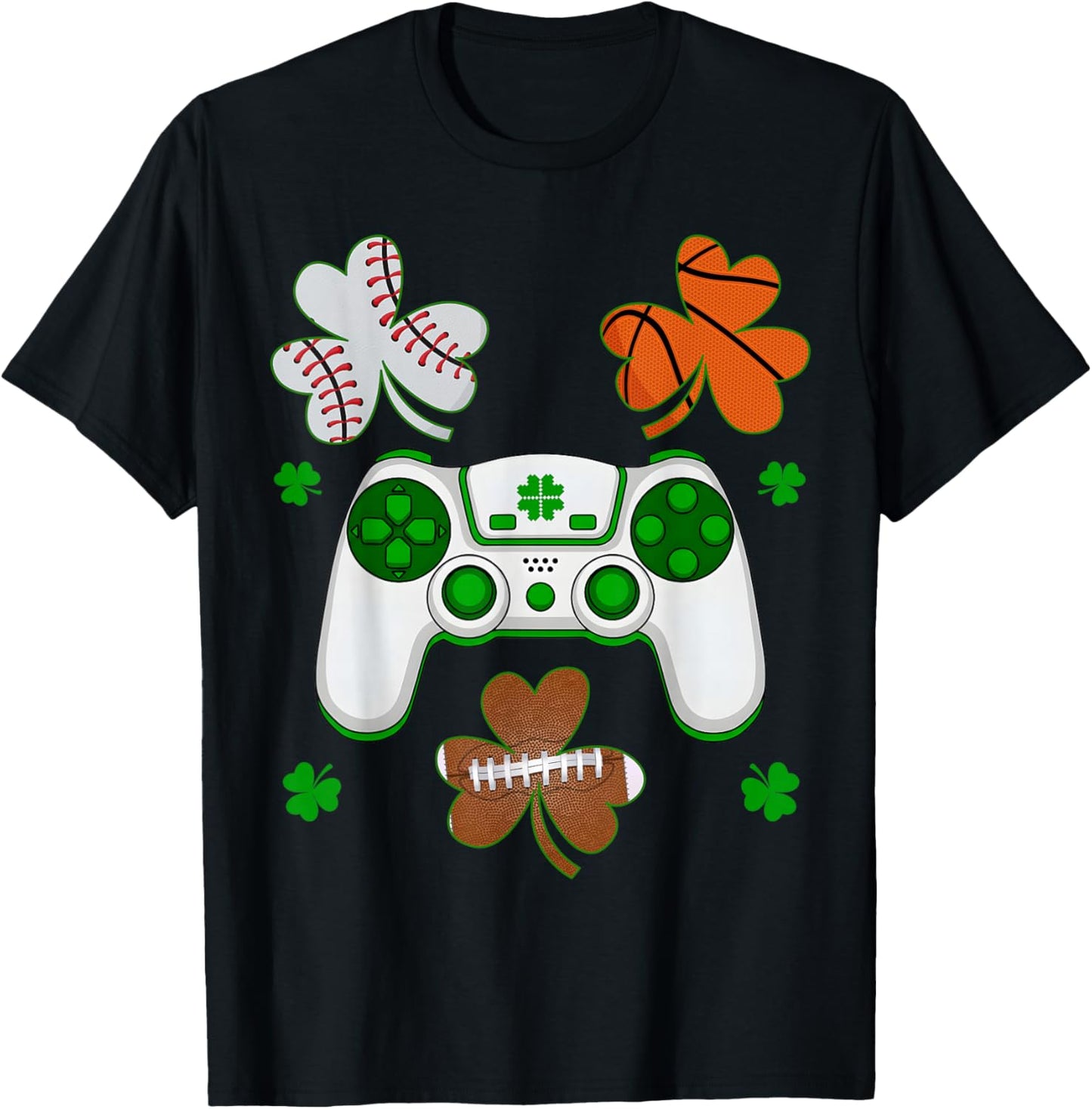 Funny Gaming Baseball Football Basketball St Patricks Boy T-Shirt - T-Shirt | Black
