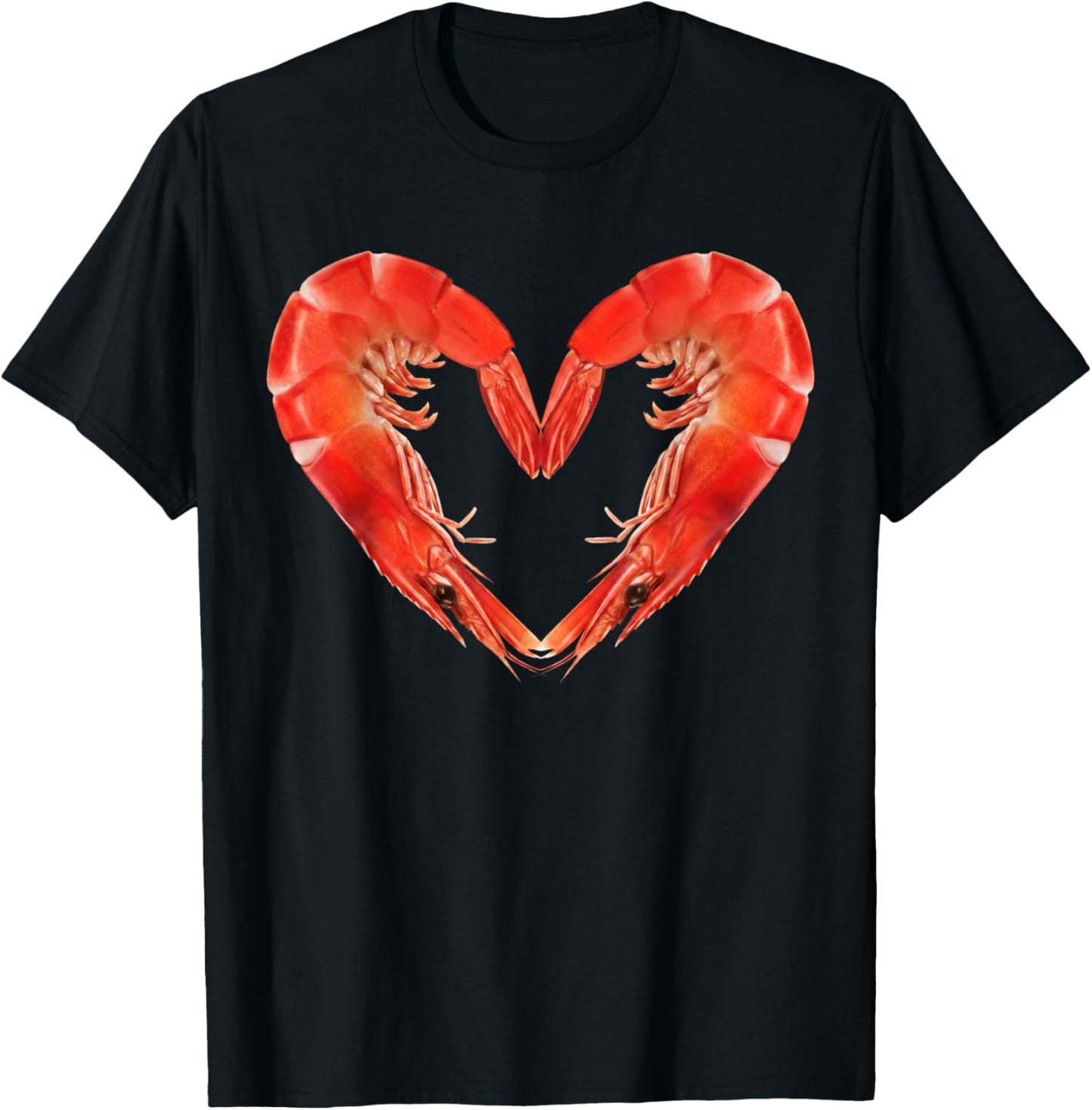 Funny Valentines Day Shrimp Heart Men Women T-Shirt - T-Shirt | Black