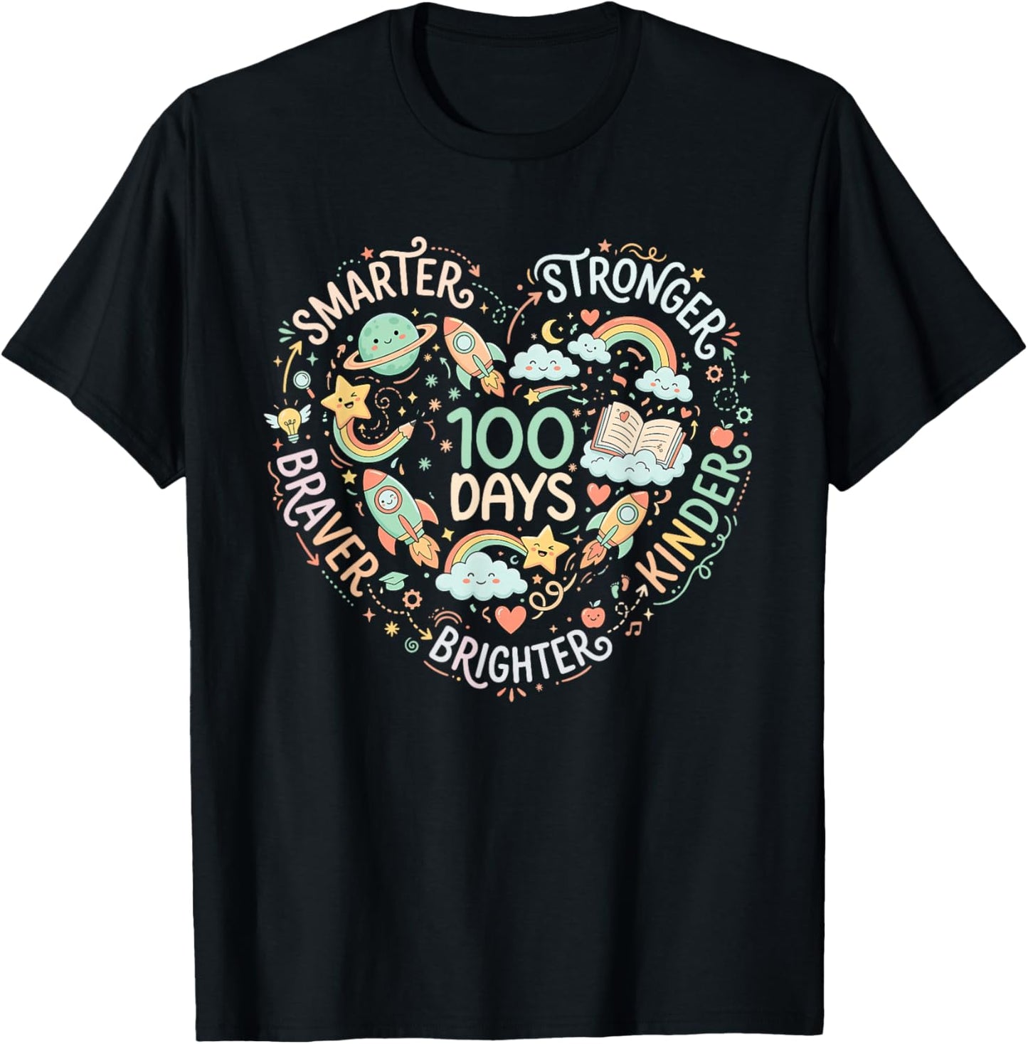 Happy 100 Days of School 100th Day of School Kids Boys Girls T-Shirt - T-Shirt | Black