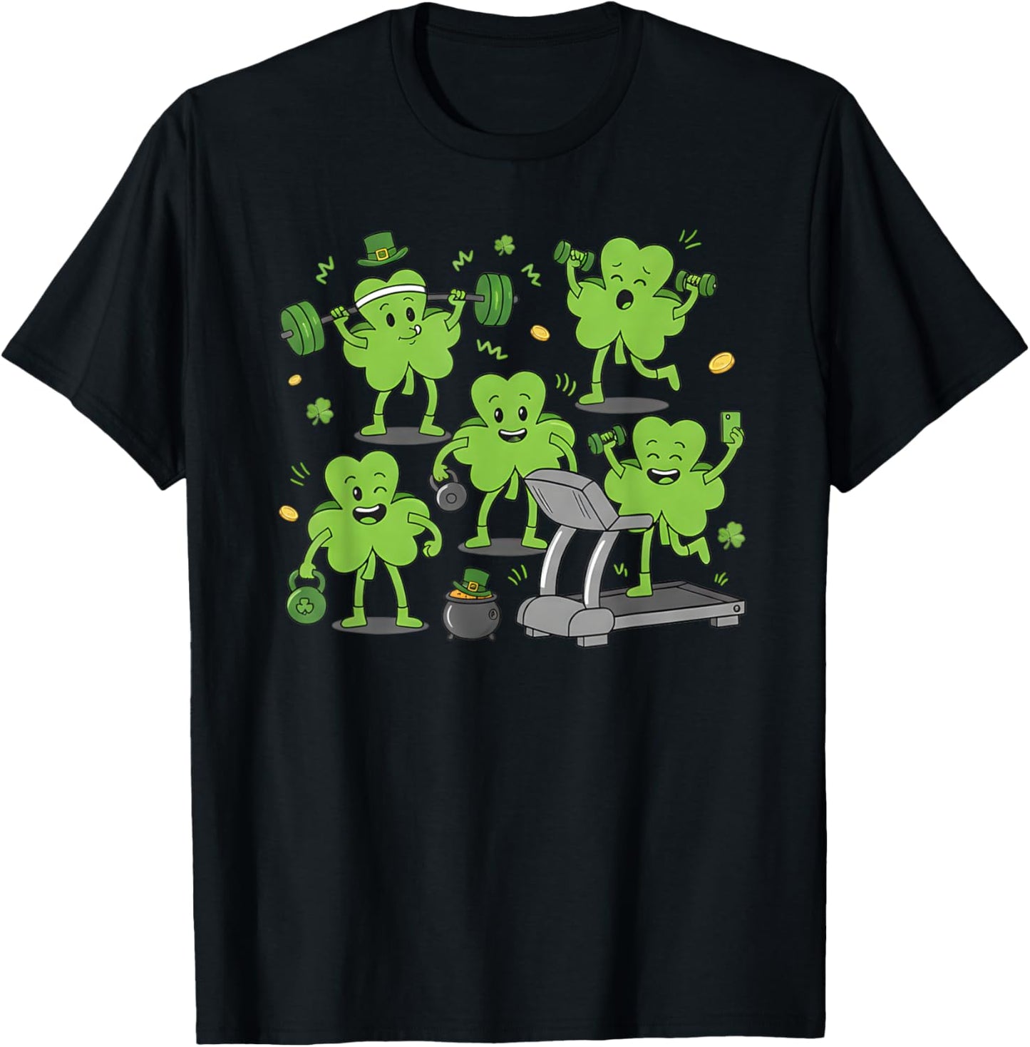 Fitness St Patricks Day Workout Shamrock Gym Men Women T-Shirt - T-Shirt | Black