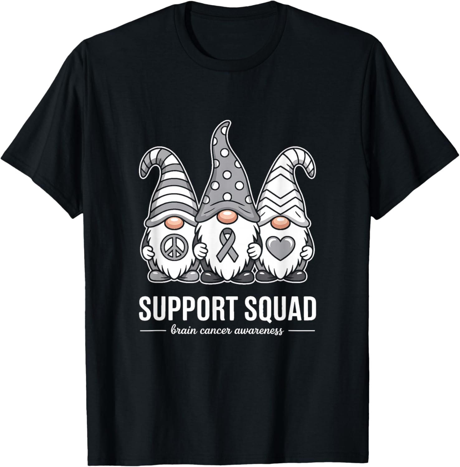 Support Squad Brain Cancer Ribbon T-Shirt - T-Shirt | Black