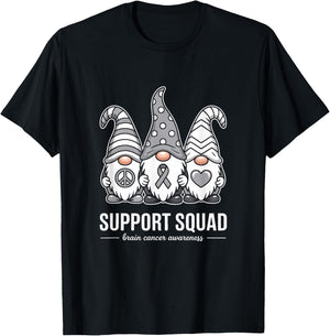 Support Squad Brain Cancer Ribbon T-Shirt - T-Shirt | Black