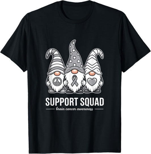 Support Squad Brain Cancer Ribbon T-Shirt - T-Shirt | Black