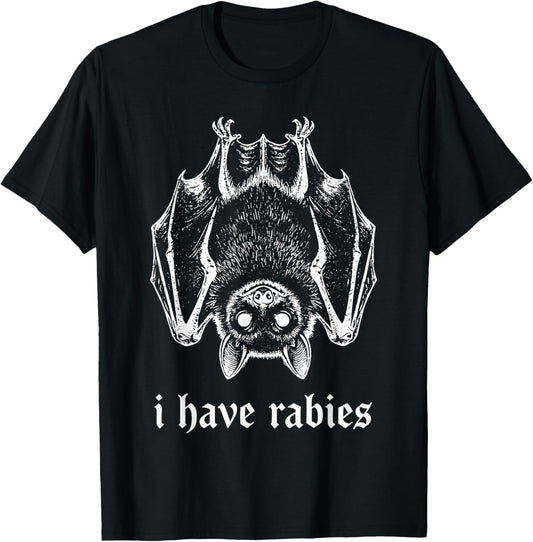 Funny I Have Rabies Women, Horror Goth Bat T-Shirt - T-Shirt | Black