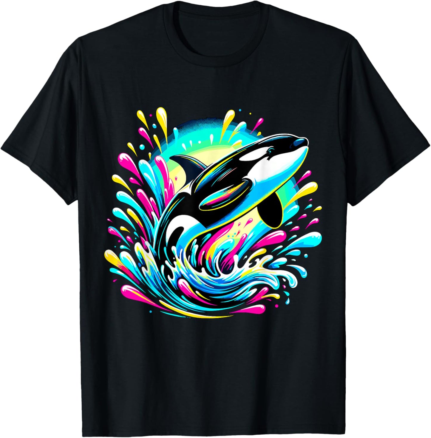Colorful Orca Killer Whale Ocean Animal T-Shirt - T-Shirt | Black