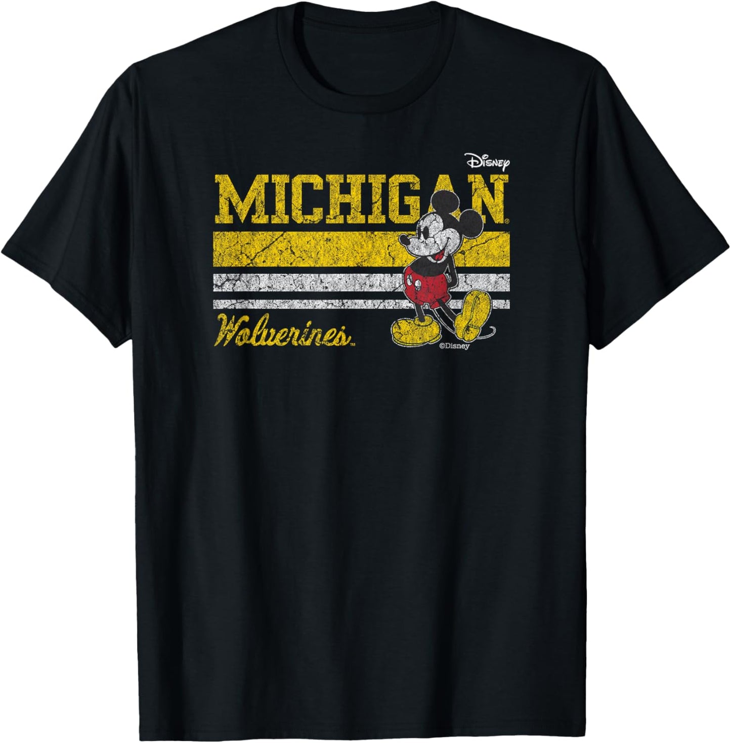 Michigan Wolverines Mickey Mouse Vintage Navy T-Shirt - T-Shirt | Black
