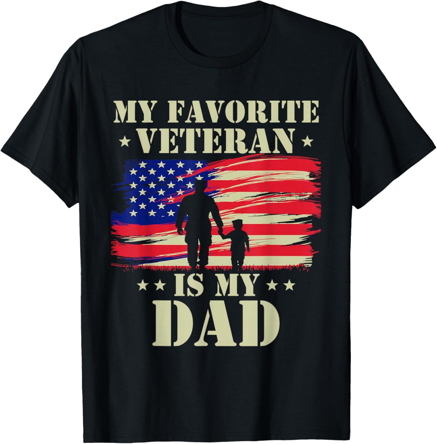 Father Veterans Day My Favorite Veteran is My Dad Proud Kids T-Shirt - T-Shirt | Black