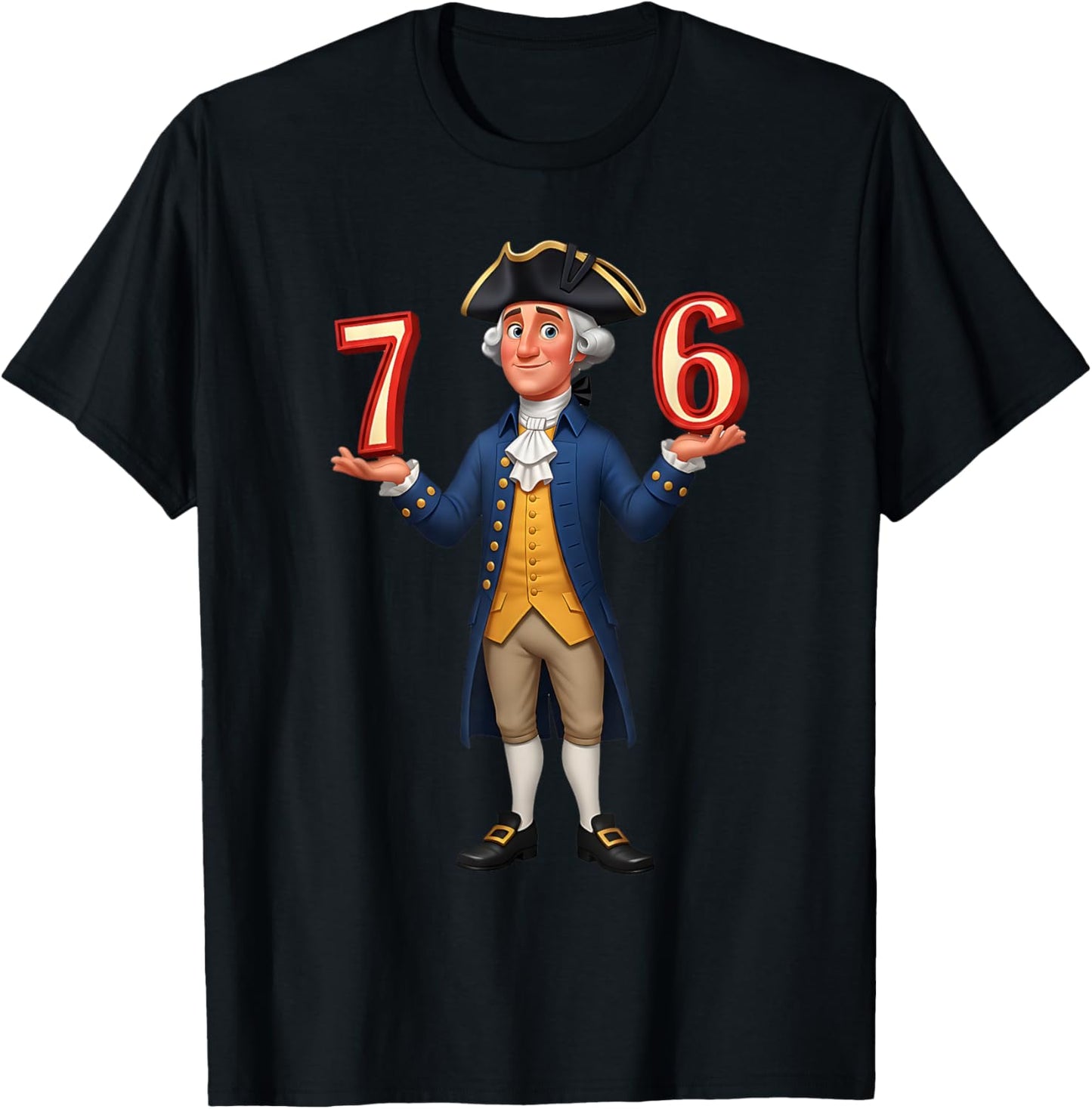 Six Seven American 67 Gen Alpha Slang 7 6 George Washington T-Shirt - T-Shirt | Black