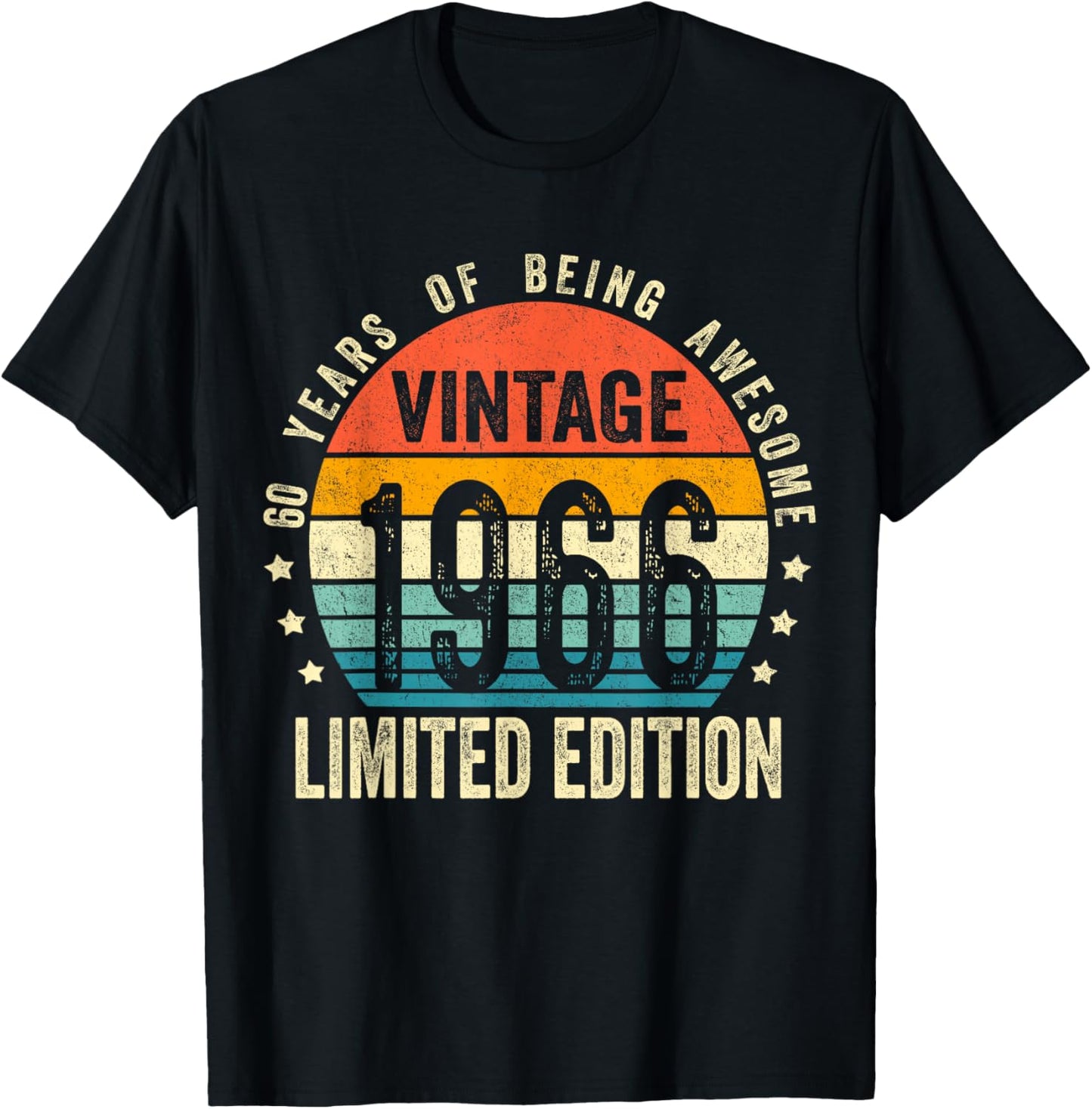 Vintage 1966 60th Birthday Gift Men Women 60 Years Old T-Shirt - T-Shirt | Black