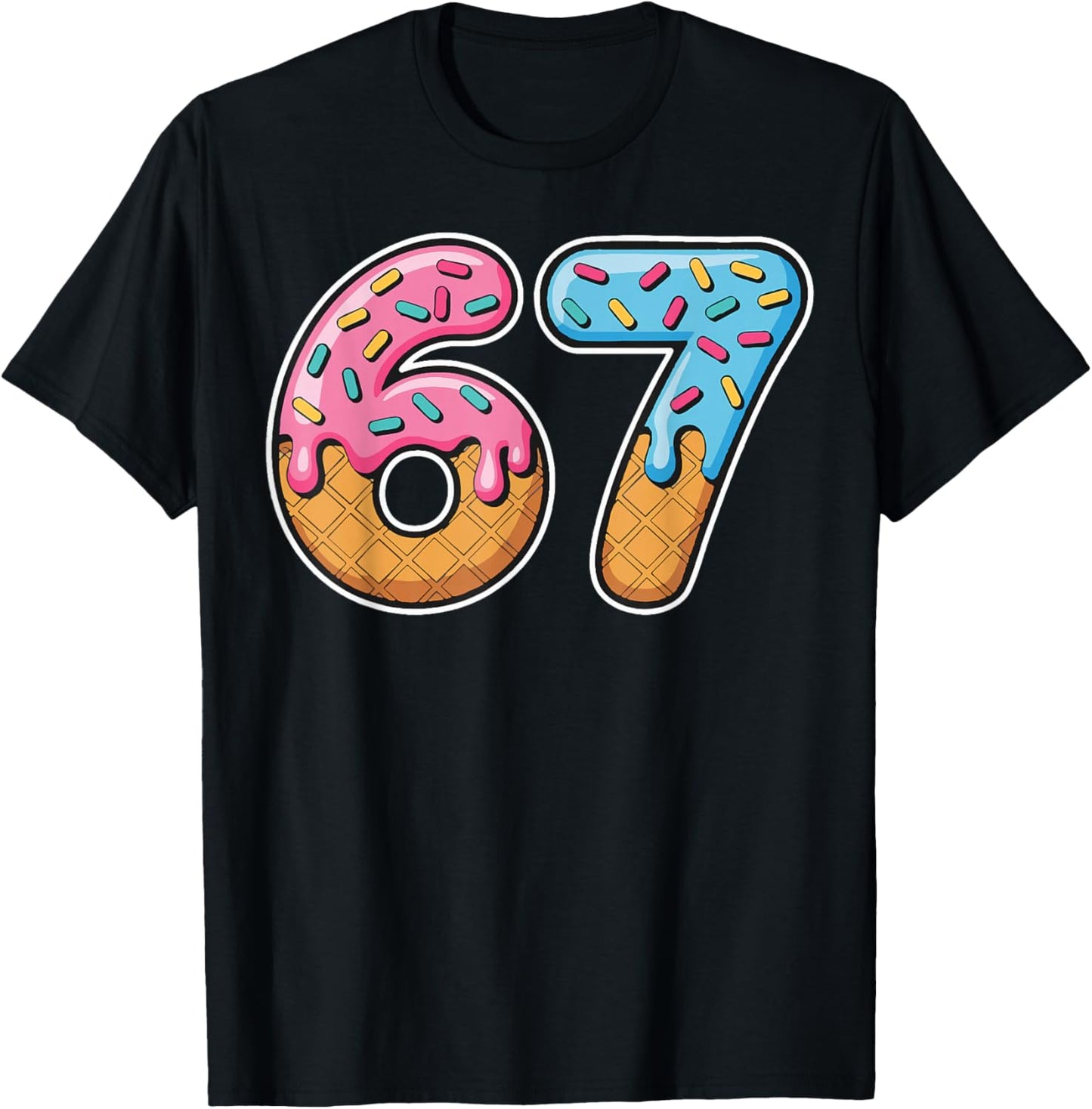 67 Ice Cream Drip Meme Funny Six Seven Gen Alpha Slang T-Shirt - T-Shirt | Black