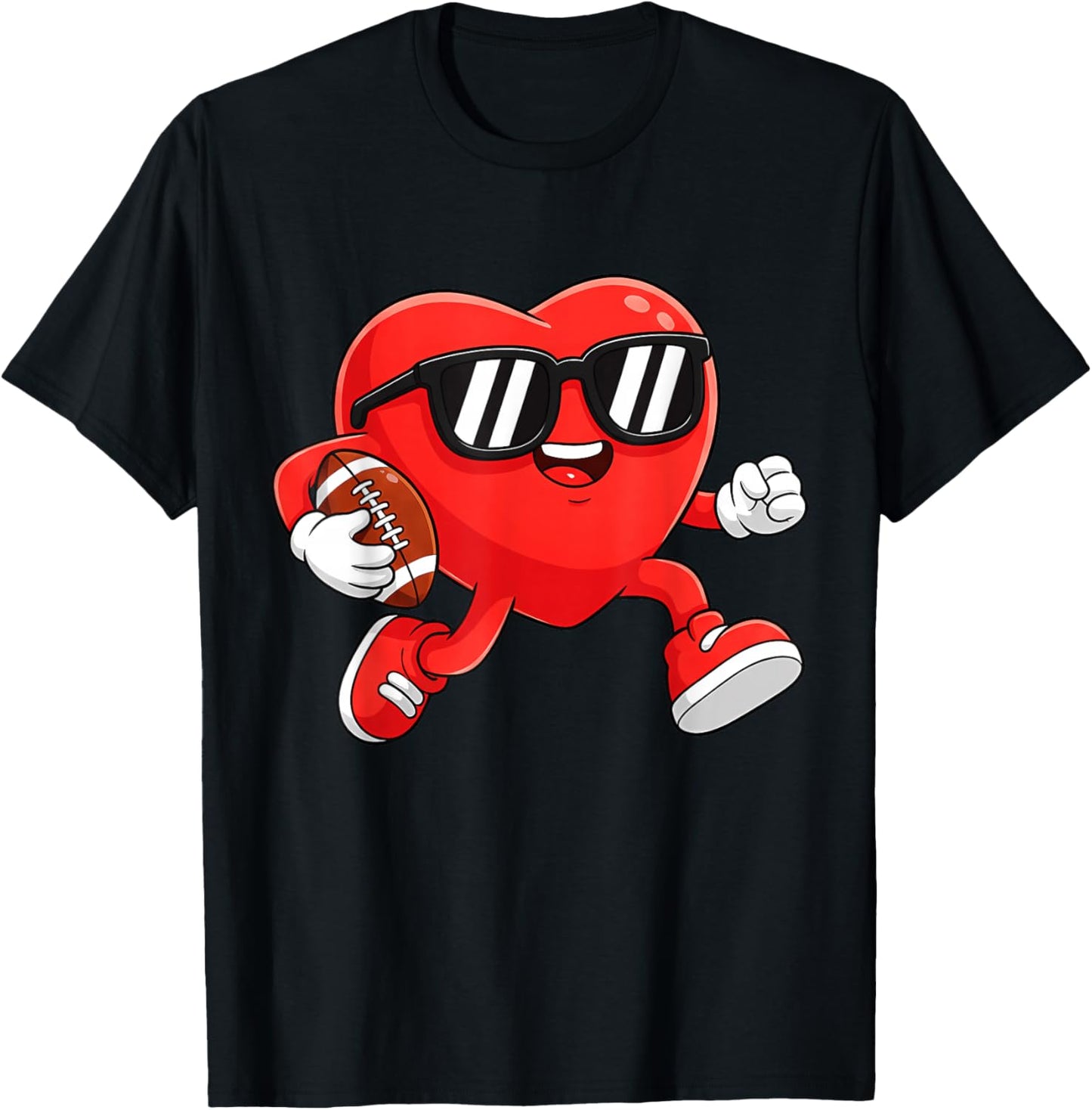 Boy Valentines Day Heart American Football Boys Men Kids T-Shirt - T-Shirt | Black