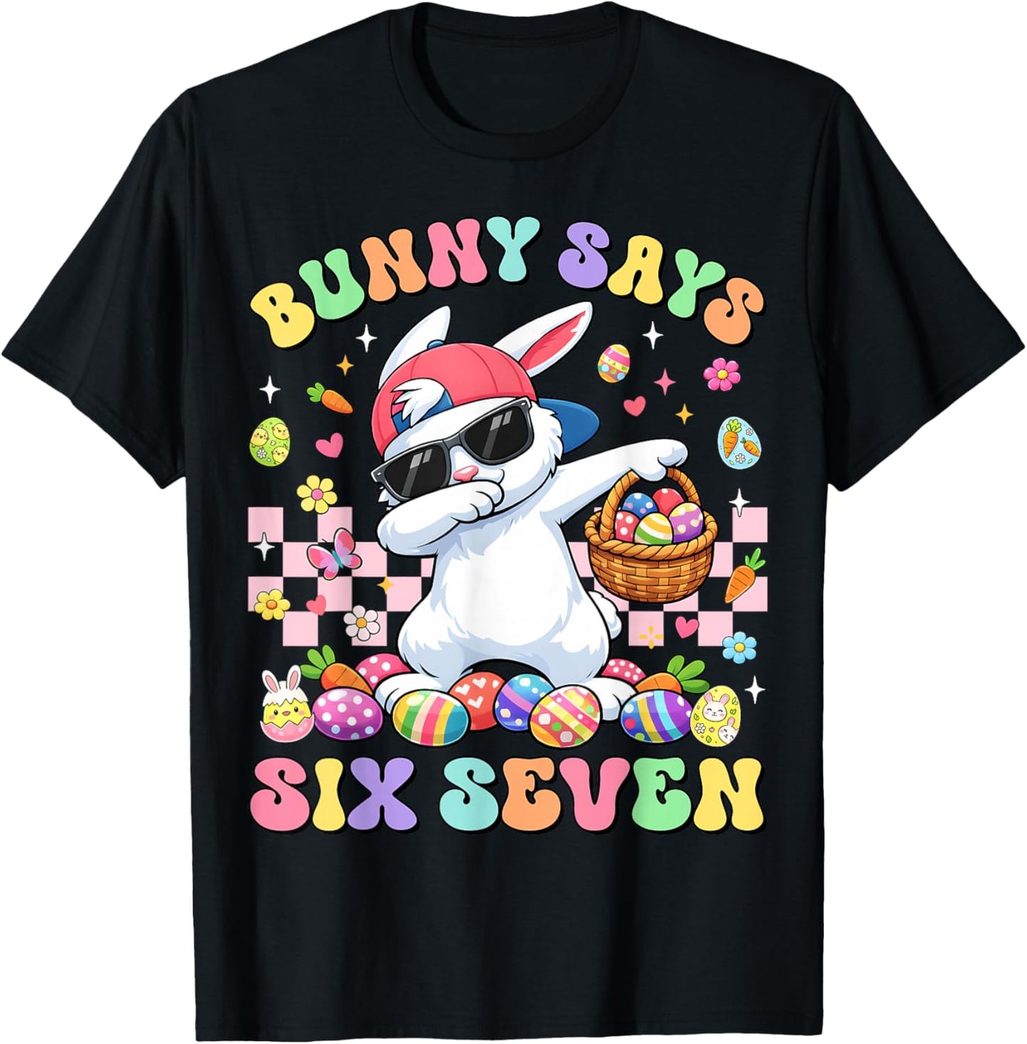 Bunny Says Six Seven Happy Easter Day Rabbit Dab 67 Boy Kids T-Shirt - T-Shirt | Black