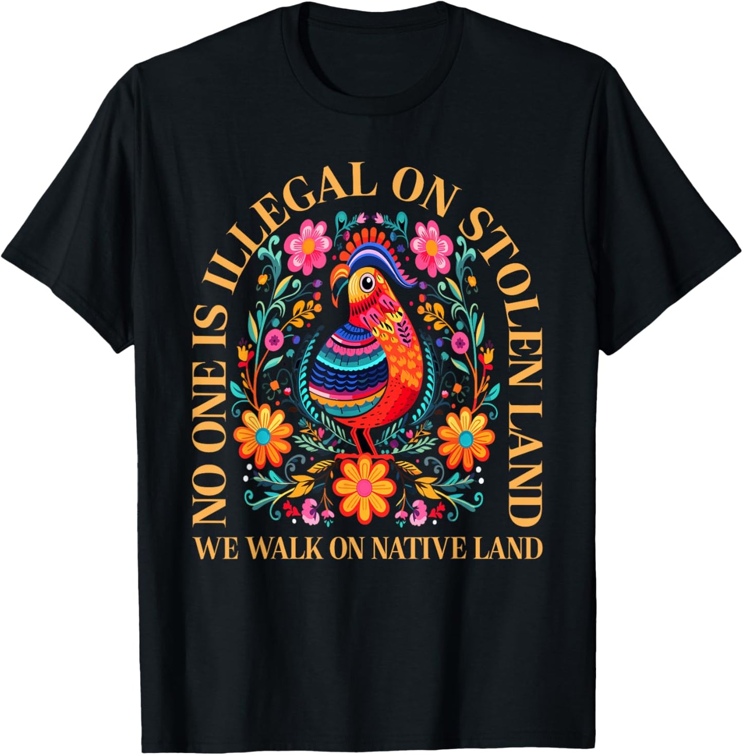 No One is Illegal On Stolen Land Native Americans Vintage T-Shirt - T-Shirt | Black