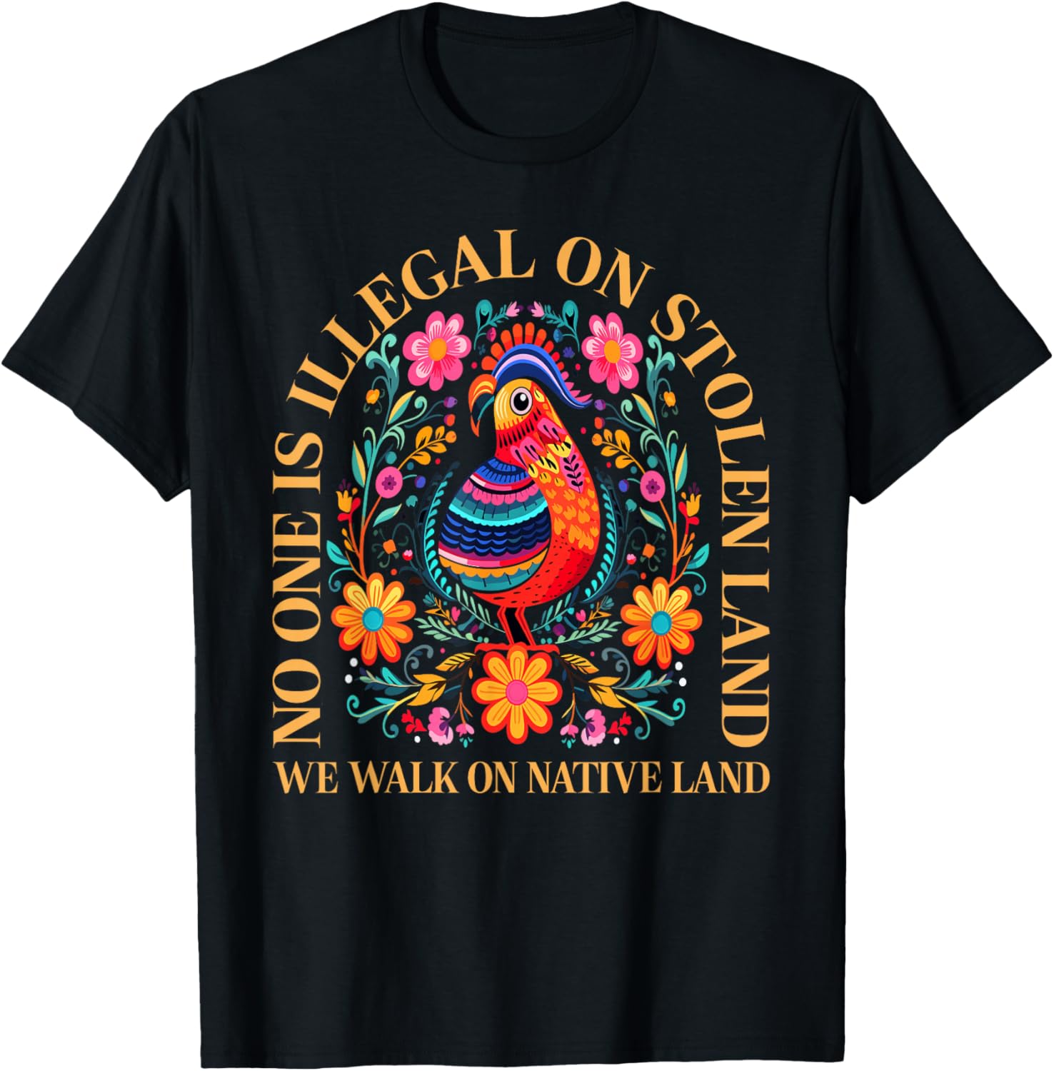 No One is Illegal On Stolen Land Native Americans Vintage T-Shirt - T-Shirt | Black