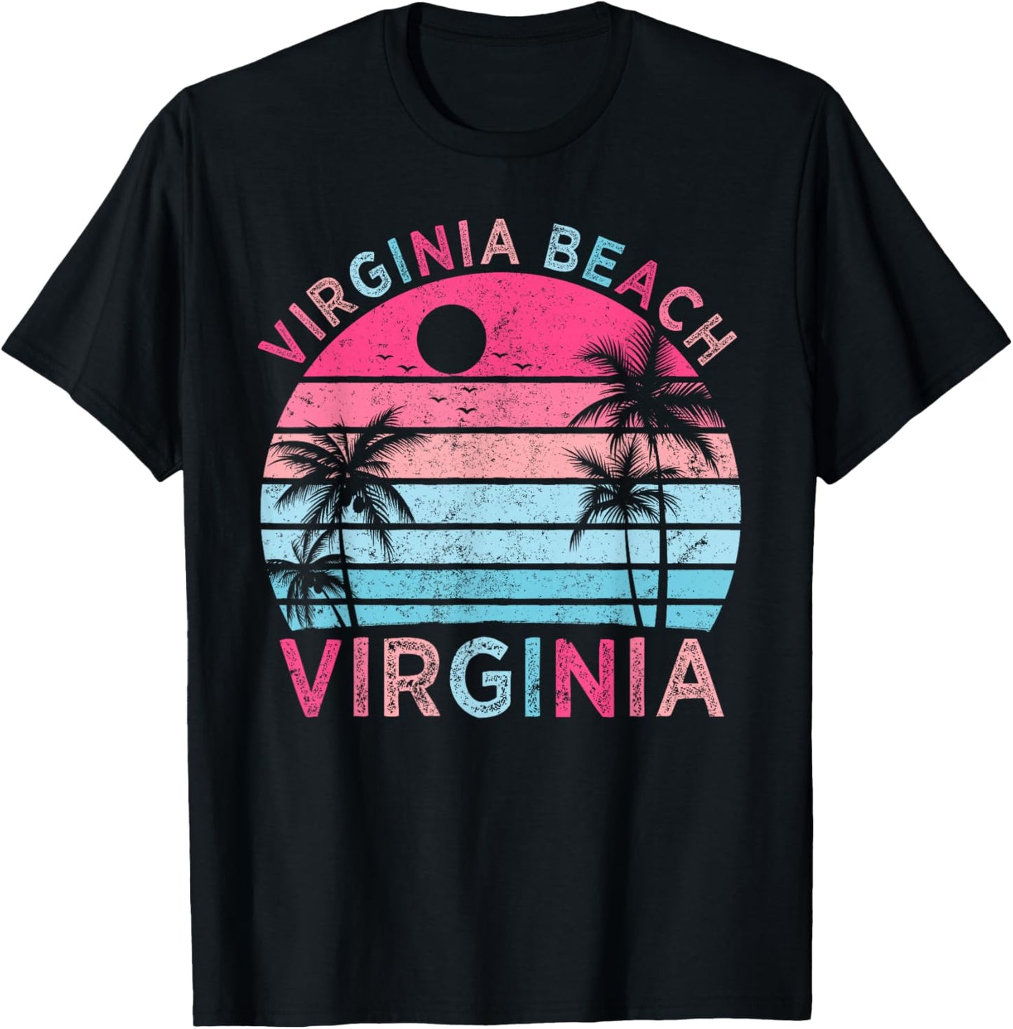 Virginia Beach Virginia Vintage Sunset Family Vacation T-Shirt - T-Shirt | Black