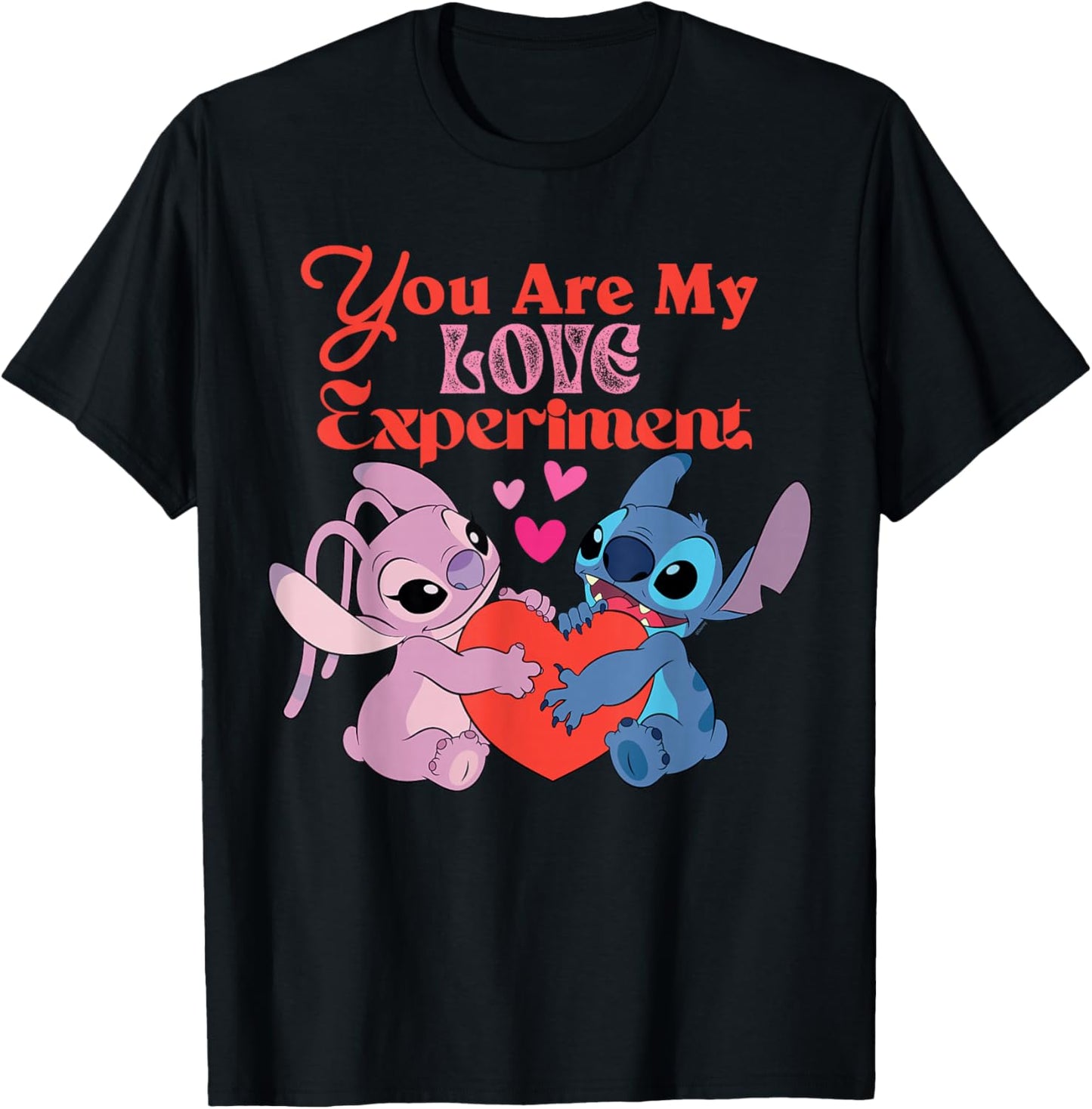 Disney Stitch & Angel Valentine You are My Love Experiment T-Shirt - T-Shirt | Black