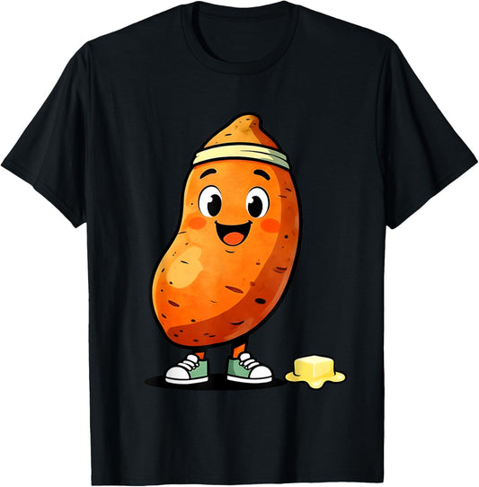 Funny Sweet Potato Motivation Root Vegetable and Rude Potato T-Shirt - T-Shirt | Black