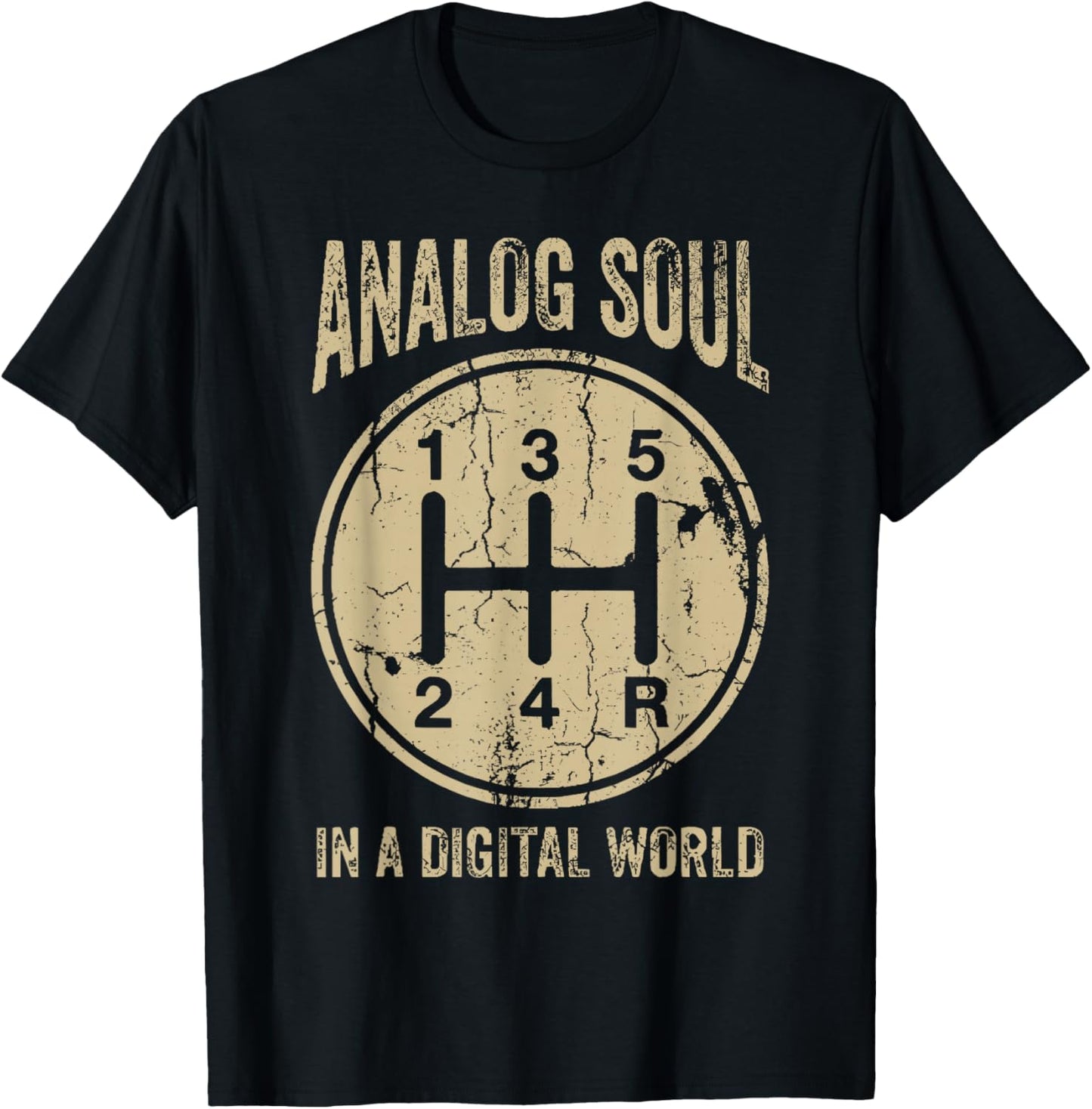 Analog Soul in Digital World Vintage Mechanical Art T-Shirt - T-Shirt | Black