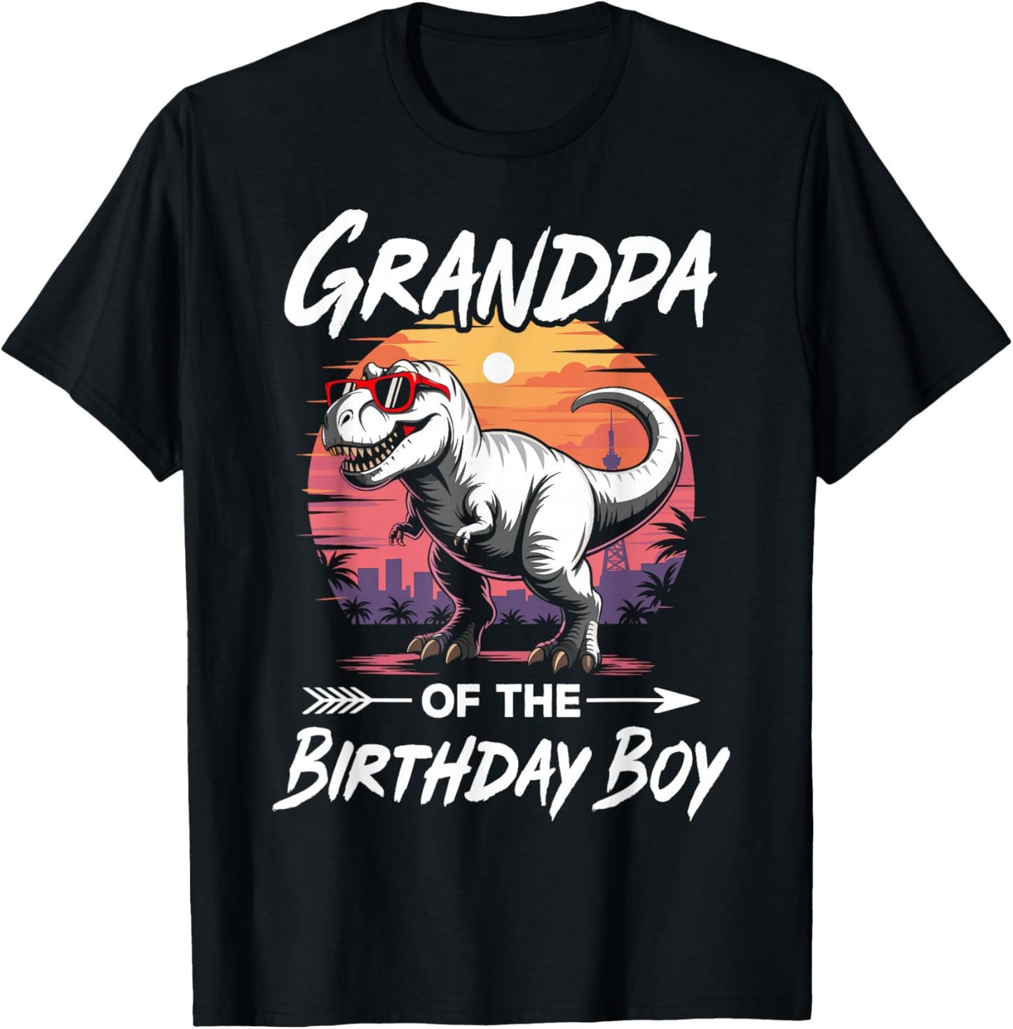 Grandpa of The Birthday Party Outfit Dinosaur Squad Grandpa T-Shirt - T-Shirt | Black