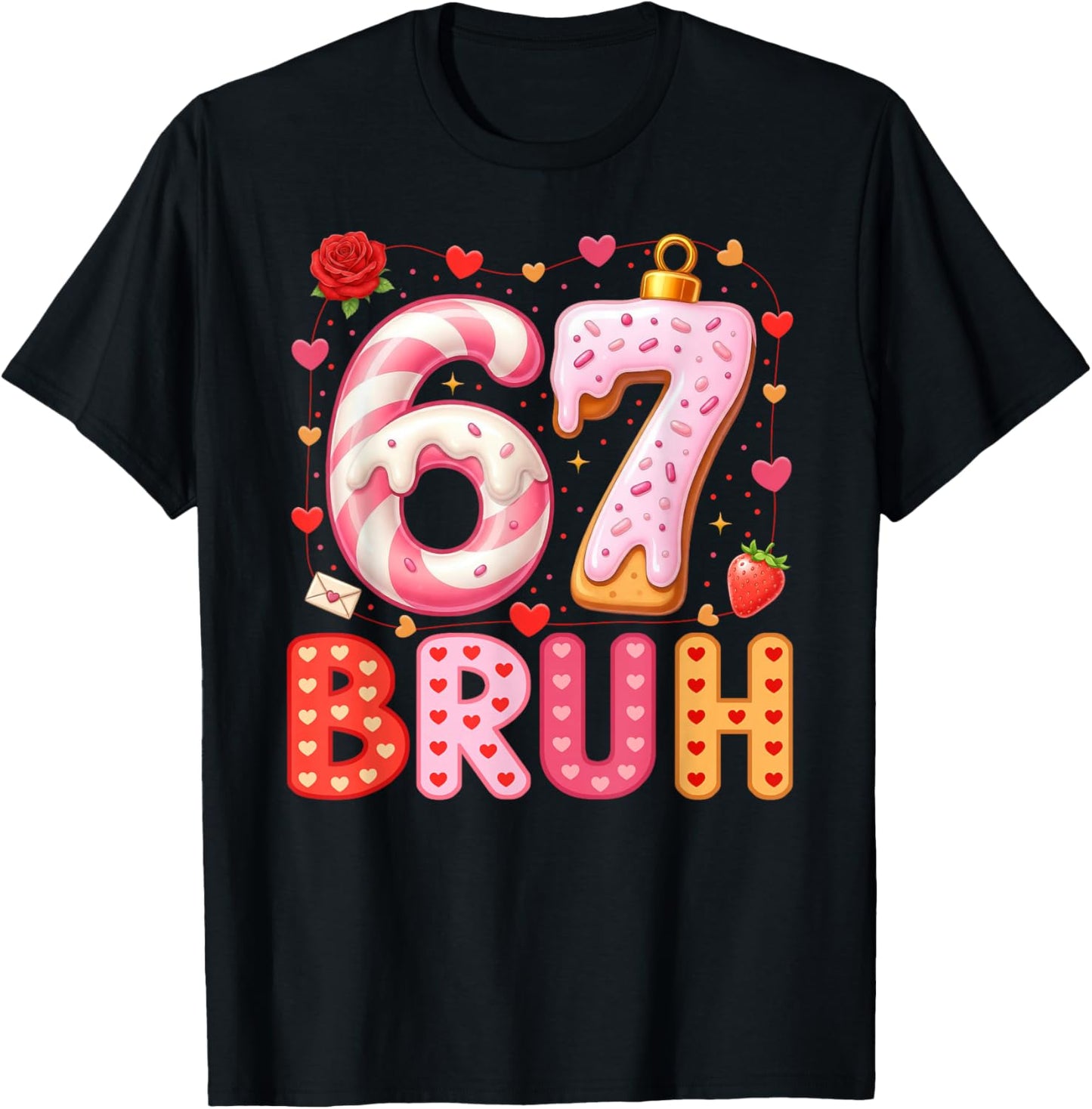 67 Meme 6 7 Numbers Six Seven Bruh Boys Kids Valentines Day T-Shirt - T-Shirt | Black