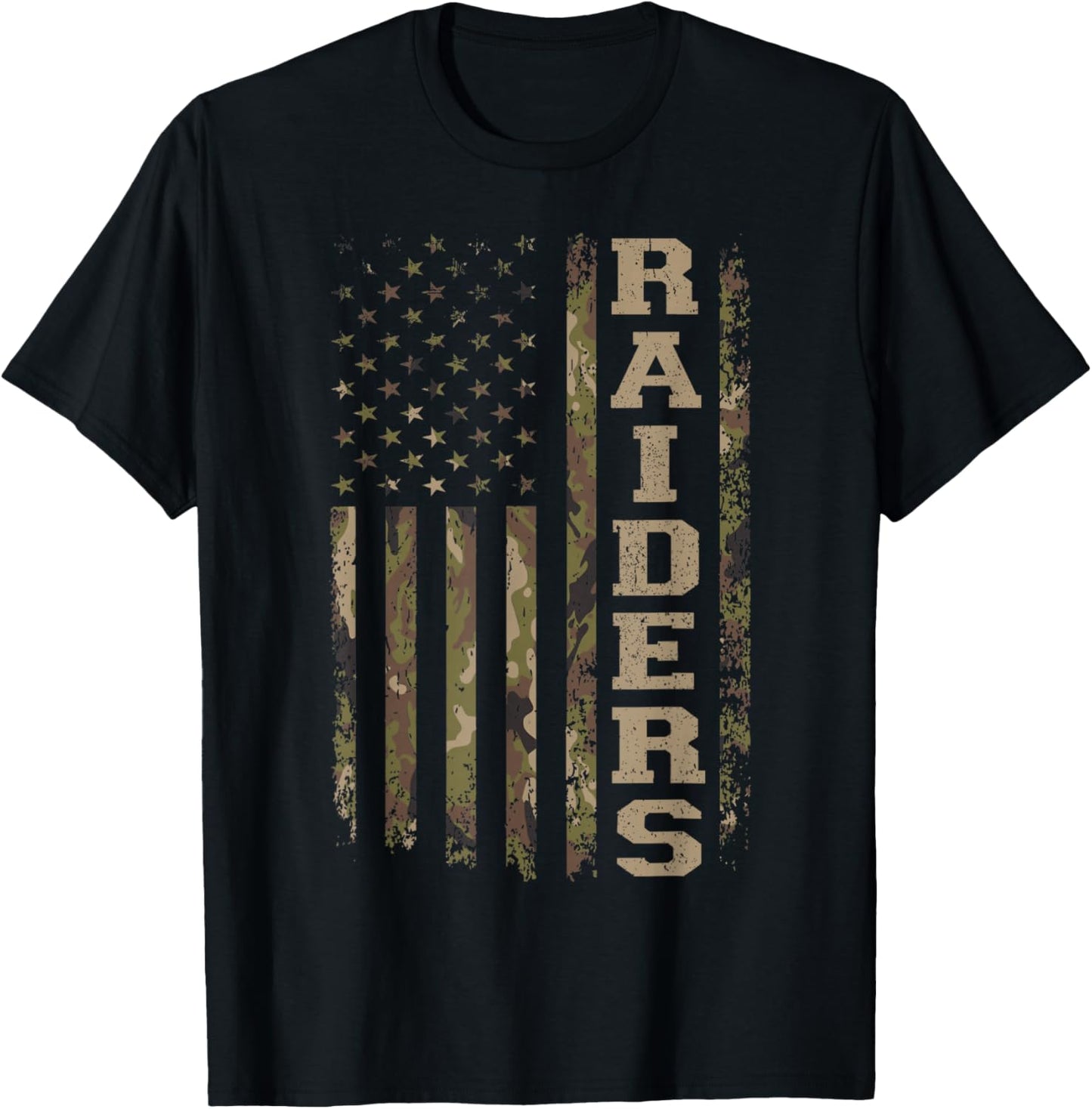 Raiders USA Flag Camo Women Girl Boy T-Shirt - T-Shirt | Black