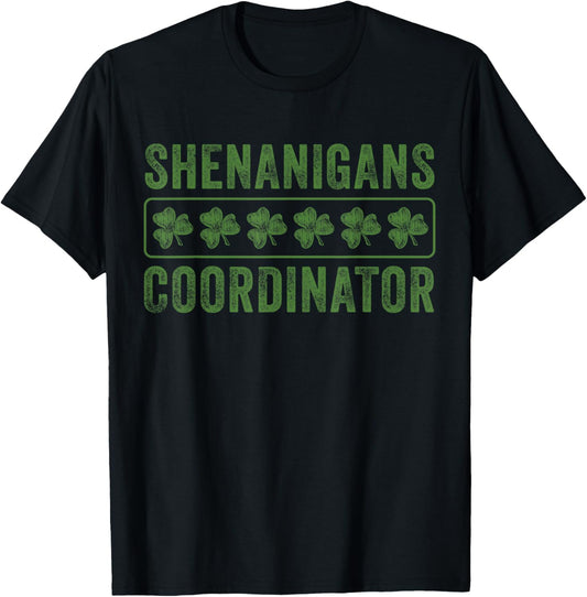 Shenanigans Coordinator Clovers Funny St Patrick’s Day Women T-Shirt - T-Shirt | Black
