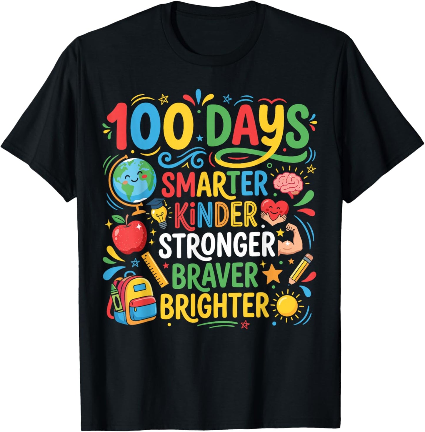 Happy 100 Days of School 100th Day of School Kids Boys Girls T-Shirt - T-Shirt | Black