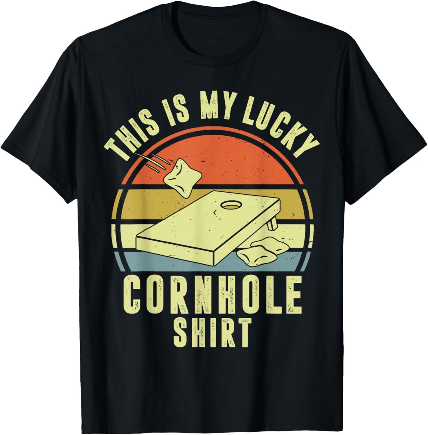 This is My Lucky Cornhole Shirt Daddy Team Funny Corn Hole T-Shirt - T-Shirt | Black