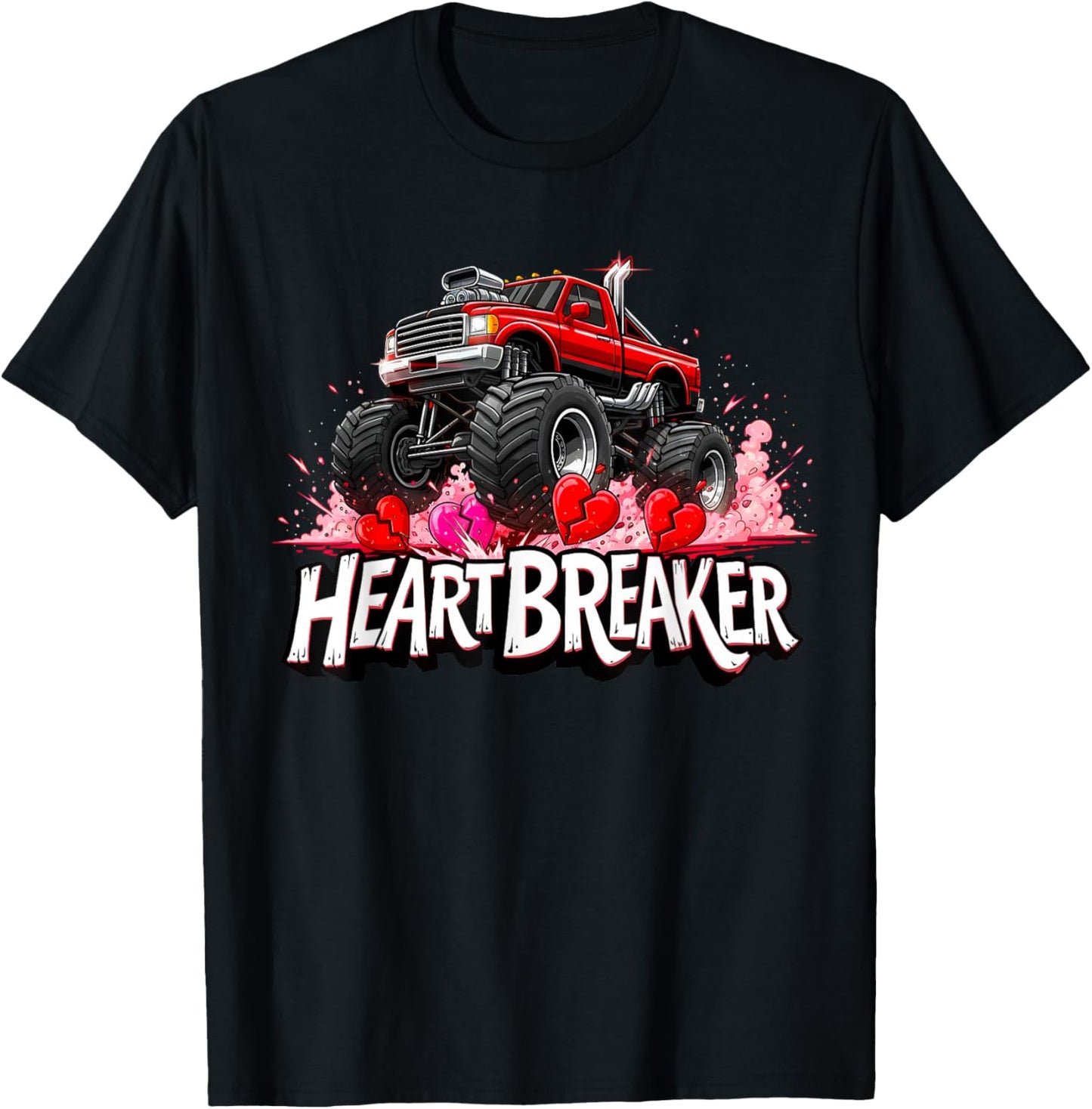 I Crush Hearts Valentine Monster Truck Kids T-Shirt - T-Shirt | Black